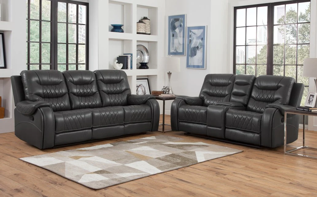 Brighton Gray Double Reclining Sofa - Image 3