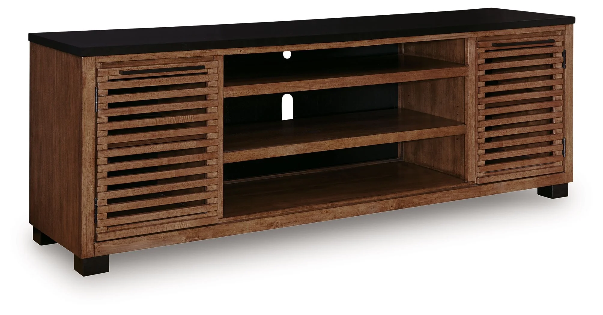 Kallari - XL TV Stand With Fireplace Option - Warm Brown / Black