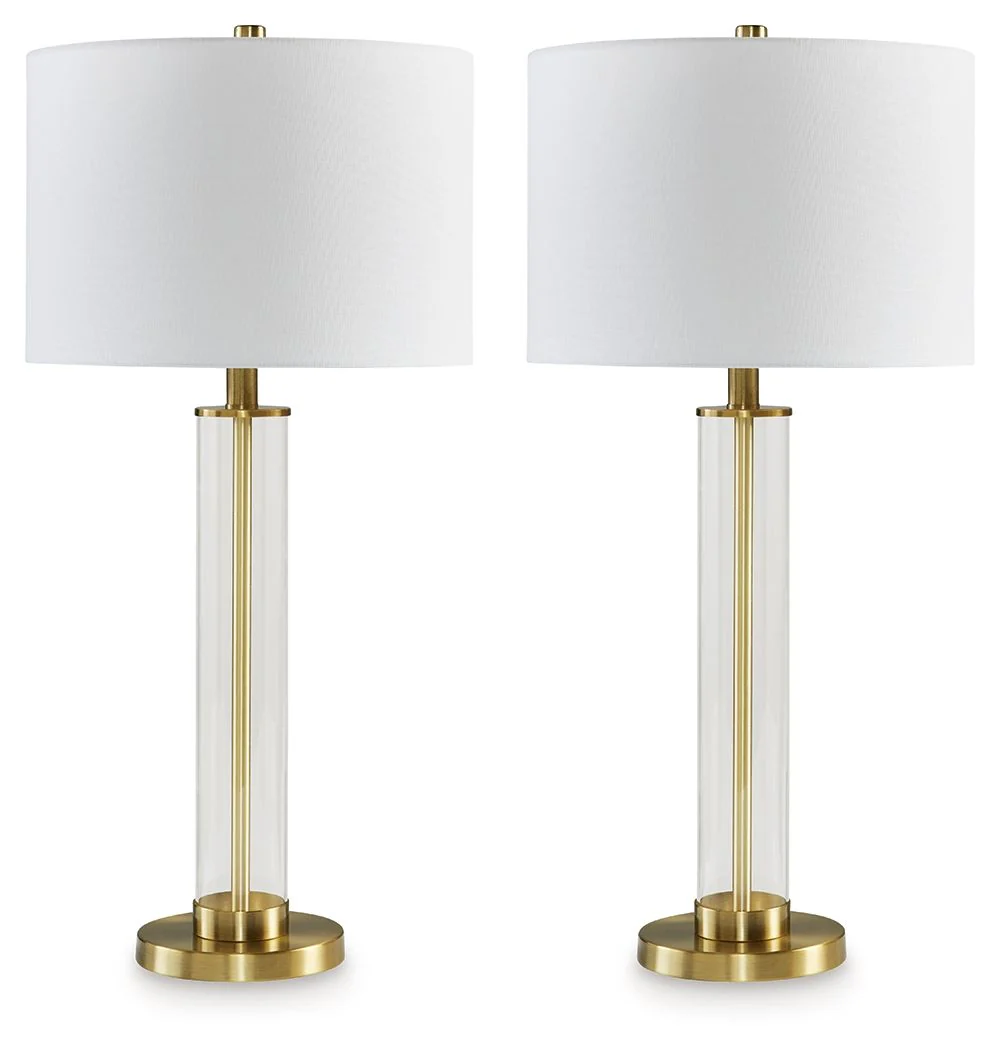 Orenman - Glass Table Lamp - Clear / Brass Finish