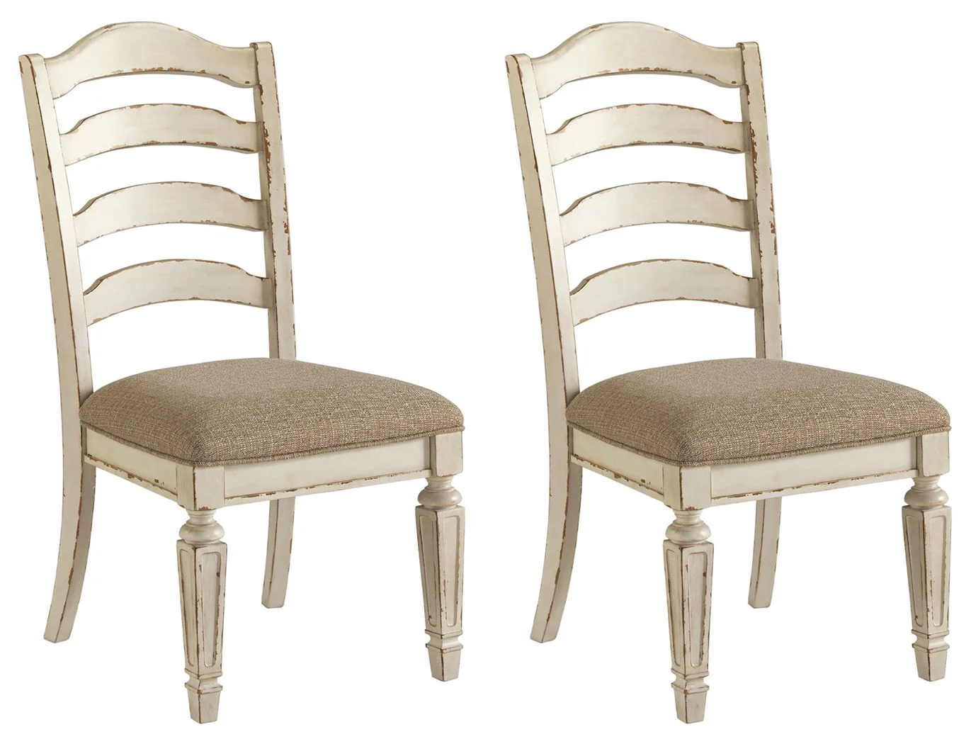 Realyn - Dining Upholstered Side Chair - Ladderback - Chipped White