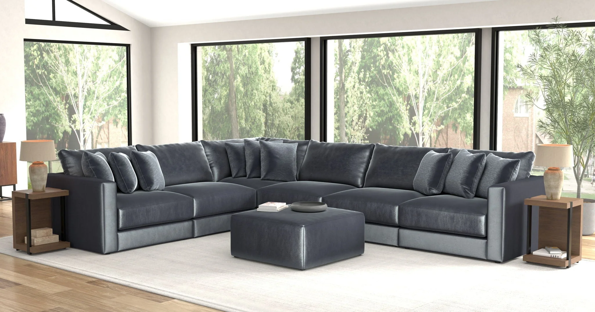Remington Slate 6 Piece Sectional + Ottoman