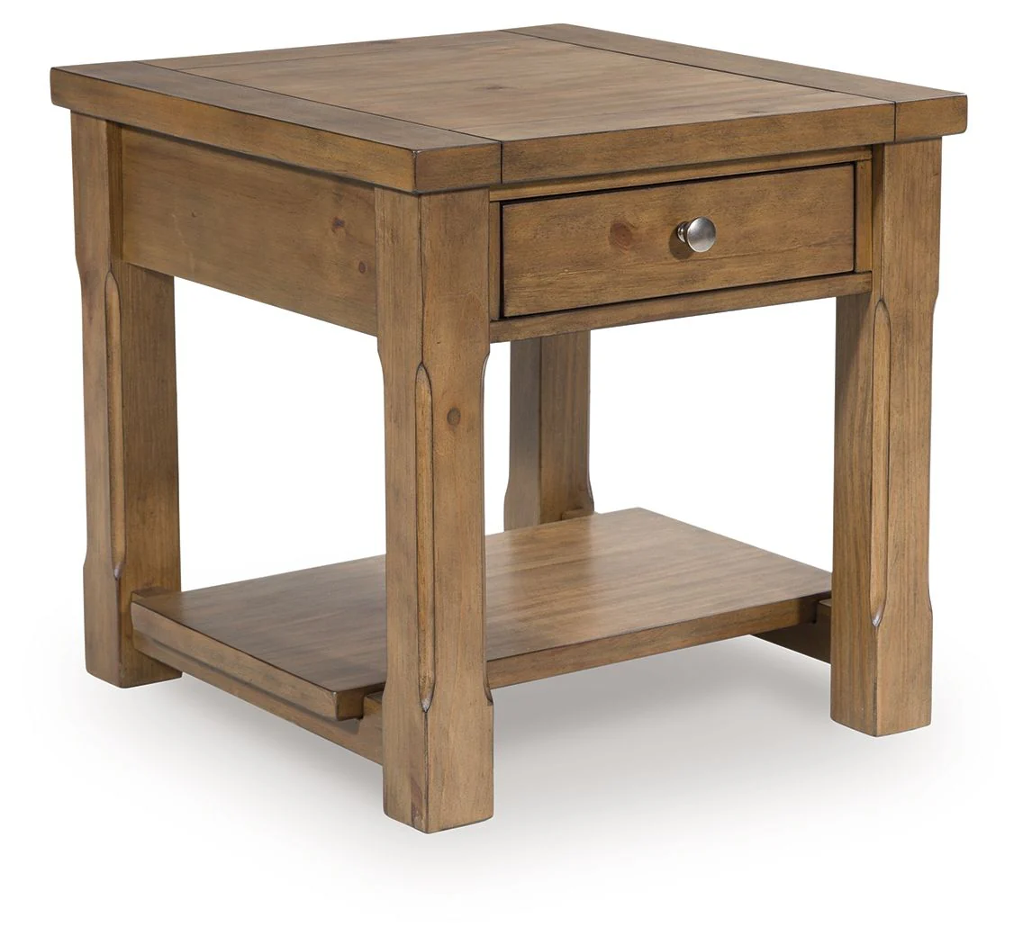 Vandenmore - Rectangular End Table - Medium Brown